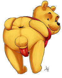 1boy anthro anus aogami balls bear bottomless clothed clothing disney erection furry furry_only half-dressed male male_only mammal penis pooh_bear smooth_skin solo spreading winnie_the_pooh_(franchise)