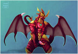 armor bakugan bakugan_battle_brawlers cum drago drago_(bakugan) dragonoid horn male male_only penis scalie silenceartwork solo wings