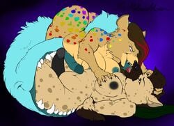 anthro ass blue_penis blue_tail breasts chubby dickgirl dickgirl/dickgirl dinner feline fur hyena intersex intersex/intersex kalani mammal marissa mohawk nipples overweight penis rainbow sex sharp_teeth spots tail_mouth tail_vore tan_fur teeth tuft vore zephyr_the_hyena