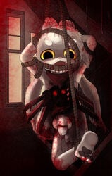 amputee blood body_horror bunny bunny_boy bunny_ear claws feanor gore in_pain looking_at_viewer male male_ryona pawpads paws penetrating_eyes scary scary_eyes scary_face solo torture torture_device unknown_male video_games