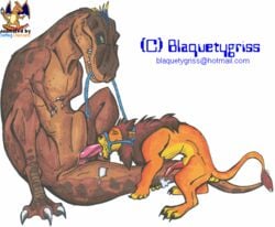 2boys animated blaquetygriss cum cum_in_mouth cum_inside cum_on_tail dinosaur duo erection feline fellatio feral forced furry gay green_eyes interspecies leash lion loop male male_only mammal mane master/pet oral penis rock scalie size_difference sucking surfing_charizard testicles traditional_media_(artwork) tyrannosaurus_rex veins veiny_penis watermark yaoi