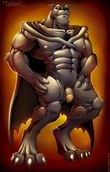 1boy abs alternate_version_available anthro balls disney feline flaccid gargoyle gargoyles hand_on_thigh hands_on_thighs humanoid_penis male male_only mammal maxx777 muscular navel nude panther penis solo talon_(gargoyles) wings yellow_eyes