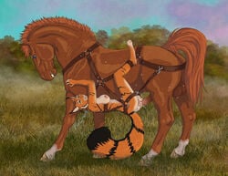 2015 anatomically_correct anatomically_correct_penis anthro anthro_on_feral ass backsack balls belly_riding big_balls big_dom_small_sub big_penis blue_eyes bound bound_together breasts brown_fur cum cum_in_pussy cum_inside detailed_background duo equine erection feline female feral fur grass green_eyes harness hi_res hooves horse hybrid interspecies larger_male leashed_to_genitals male mammal mane marefurryfan nipples nude open_mouth orange_fur orgasm outside penetration penis pussy rainstorm raised_tail restrained rodent rufciu sex sheath side_view signature size_difference smaller_female squirrel standing straight stripes suspension sweat tiger undercarriage vaginal_penetration vein veiny_penis white_fur zoophilia