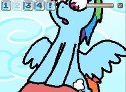 2000s_and_2010s_style animated banned_from_equestria cloud cowgirl_position duo equine female feral friendship_is_magic hair horse male mammal multicolored_hair my_little_pony on_top original_character pegasus pokehidden pony pussy rainbow_dash_(mlp) sex straddling straight wings