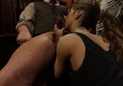 1boy 1girls 3d 3d_(artwork) 3d_model angry_expression angry_fellatio blender blowjob bottomless_male brian_irons bribe bribery claire_redfield close-up clothed_female_nude_male dubious_consent erection female handjob hostage licking licking_penis male nude_male_clothed_female penis pleasuring_the_enemy pubic_hair resident_evil resident_evil_2 resident_evil_2_remake sex_slave straight taking_advantage umbrella_rpd under_desk