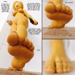 3d barefoot bigiolax blonde_hair bob_cut comic comic_page crowd crush crushing dildo eggplant_emoji emoji_(race) feet female foot_crush foot_fetish foot_focus giant_female giantess low-angle_view mary_meh mature_female meaty_soles micro milf mrs._meh naked naked_female soles solo_female sony_pictures_animation the_emoji_movie toes wrinkled_feet wrinkled_soles yellow_skin