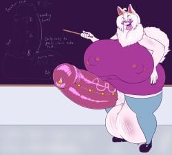absurd_res anthro ass balls big_balls big_breasts big_butt big_penis breasts canid canine canis chalkboard classroom clothing cock_vore desbjust domestic_dog ear_piercing english_text erection eyewear footwear fully_inside fur futanari genital_piercing genitals glasses hi_res huge_balls huge_breasts huge_butt huge_cock husky hyper hyper_balls hyper_breasts hyper_butt hyper_genitalia hyper_penis intersex leggings legwear lips looking_at_viewer mammal mane nipple_outline nipple_piercing nipples nordic_sled_dog penile penis penis_piercing piercing pointer rika_(desbjust) school shirt shoes solo speech_bubble spitz text thick_bottom_lip topwear vein veiny_penis vore white_body white_fur