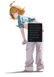 barefoot blonde_hair censored dokibird due_to_local_laws funny indie_virtual_youtuber meme online_safety_act presenting_hindquarters smug smug_face smug_grin tagme virtual_youtuber
