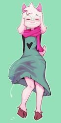 absurd_res anthro balls big_balls big_penis biped blush bodily_fluids bovid bulge caprine closed_eyes closed_smile clothing deltarune detailed_bulge erection erection_under_clothing eyewear front_view fur genital_fluids genital_outline genitals glasses goat hi_res hooves huge_cock lurkin male male_only mammal misleading_thumbnail mouth_closed penis penis_outline precum ralsei scarf short_tail smile solo sweat tail undertale_(series) white_body white_fur white_tail