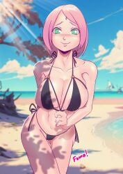 1girls absurd_res absurdres arched_back bare_shoulders bbw beach bent_over big_breasts bikini bikini_bottom bikini_pull bikini_top biting_lip black_panties black_swimsuit black_thong blush bob_cut boobs boobs_bigger_than_head boruto:_naruto_next_generations breasts breasts_bigger_than_head busty cameltoe cleavage cute female female_focus female_only forehead_jewel forehead_mark front_view g-string green_eyes haruno_sakura hi_res high_resolution highres hips hourglass_figure large_breasts light-skinned_female light_skin lips lipstick looking_at_viewer makeup mature mature_female medium_hair micro_bikini milf naruto naruto_(series) naughty_face nose_blush ocean pale-skinned_female pale_skin panties pink_hair pink_lips pink_lipstick presenting_breasts sakura_haruno shonen_jump shoulder_length_hair shounen_jump shueisha sideboob skimpy skimpy_bikini sling_bikini slingshot_bikini slingshot_swimsuit solo solo_female solo_focus standing swimsuit thefumo! thong tits tits_bigger_than_head very_high_resolution voluptuous voluptuous_female watermark weekly_shonen_jump weekly_shounen_jump wholesome wide_hips