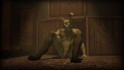 3d_(artwork) anthro balls digital_media_(artwork) five_nights_at_freddy's five_nights_at_freddy's_3 flaccid genitals grin hi_res lagomorph leporid looking_at_viewer male mammal muscular muscular_male nude paws penis rabbit scar scottgames sky_chaser smile solo source_filmmaker_(artwork) springtrap_(fnaf)