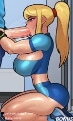 1boy 1boy1girl 1girls abs ai_generated ass ass big_ass big_breasts big_penis blowjob bubble_butt busty clothed clothed_female fellatio female gym gym_clothes gym_uniform kneeling kneeling_female male metroid oral oral_penetration oral_sex rabies-t-lagomorph_style samus_aran sleen sports_bra sports_shorts sportswear straight sweat sweatdrop sweating tongue zero_suit_samus