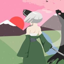 1girls animated back_view bare_shoulders big_breasts bouncing_breasts breast_expansion breasts female female_only huge_breasts human human_only jiggle large_breasts no_face solo solo_female touhou youmu_konpaku zedrin