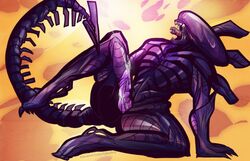 alien alien_(franchise) cum cum_on_penis cumshot erection hands-free male male_only male_xenomorph nude open_mouth orgasm penis purple_penis solo spread_legs spreading squarerootofdestiny teeth xenomorph