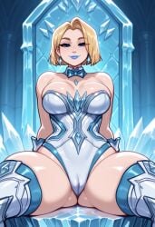 ai_generated blonde_female blonde_hair blue_eyes breedos_ai cameltoe emma_frost emma_frost_(marvel_rivals) female female_only large_breasts marvel marvel_rivals milf thick_thighs white_queen x-men