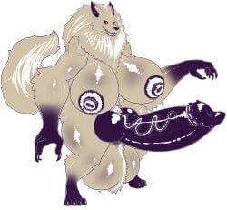 4_toes 5_fingers absurd_res anthro ball_tuft balls big_balls big_breasts big_penis breasts canid canine desbjust feet fingers fur futanari genitals gloves_(marking) hi_res huge_balls huge_breasts huge_cock hyper hyper_balls hyper_breasts hyper_genitalia hyper_penis intersex knot leg_markings lips mammal mane markings muscular muscular_anthro muscular_futa muscular_intersex mythological_canine mythological_creature mythology nipples nubbed_corona_glans ophelia_(desbjust) penis red_eyes socks_(marking) solo thick_bottom_lip thick_thighs toes tuft vein veiny_penis werecanid werecanine werecreature werewolf white_body white_fur