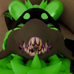 3d_(artwork) anthro bodily_fluids body_in_mouth digital_media_(artwork) domestic_cat duo felid feline felis imminent_vore male male/male mammal mayu_(azuki) mr.foxboys open_mouth oral_vore peq42 saliva saliva_string teeth unwilling_prey vore wickerbeast