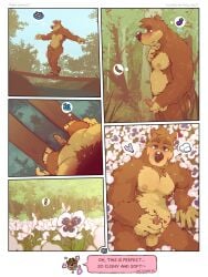 2025 anthro aroused arthropod ass balancing balancing_on_object balls banjo-kazooie banjo_(banjo-kazooie) bear blush bodily_fluids brown_body brown_fur butterfly choose_your_own_adventure clothing comic creek digital_media_(artwork) english_text erection feet field flower flower_field footwear forest fur genital_fluids genitals grass happy hi_res holding_penis hollo_nut insects leaf lepidopteran male mammal masturbation navel nervous nipples nude nudist outside penis planks plant precum pubes rareware reflection sandals shoes solo standing sweat tail text tongue tongue_out tree ursine water wooden_plank