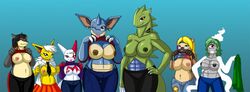 6+girls bidoof dusclops female female_only flashing jolteon kangaskhan nidoqueen nipples no_bra pokemon pokemon_(species) pokemorph tagme tyranitar zangoose