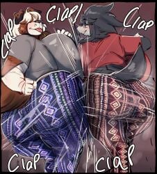 big_ass big_breasts breasts bubble_butt cleavage female forbidden_pants furry huge_ass huge_breasts tagme thick_thighs vixxtq wide_hips
