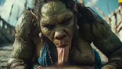 1boy 1girls ai ai-created ai_generated blowjob bridge fantasy fantasyanim giant giant_troll human interspecies large_breasts larger_female male size_difference smaller_male tagme troll troll_female video