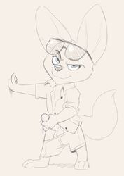 1boy balls canine clothing cum disney eyewear fennec finnick fox glasses male male_only mammal masturbation monochrome penis permavermin shorts solo sunglasses zootopia