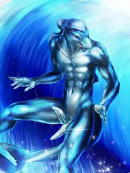 1boy 2015 abs animal_genitalia anthro biceps cetacean claspers claws diphallia diphallism dorsal_fin equus erection fin fish genital_slit grey_skin hair hemipenes male male_only mammal marine multi_penis muscular muscular_male nude outside pecs penis pink_eyes ponytail precum purple_eyes scales sea shark sharp_teeth slit solo surfboard surfing tapering_penis teeth tied_hair water