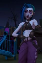 ai_generated arcane arcane_jinx flashing_penis futanari futanari jinx_(arcane) jinxed_xp mp4 pants_down playground smirk smirking tagme vídeo video