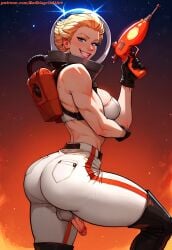 1futa ai_generated ass ass_focus athletic athletic_futa athletic_futanari backpack balls_bulge black_boots blonde_hair blue_eyes boots dickgirl fallout fit fit_futa futa_focus futa_only futanari helmet leggings looking_at_viewer looking_back looking_back_at_viewer normal_penis nuka_girl penis realistic_anatomy redbisycle sci-fi scifi short_hair small_penis space space_helmet thick_thighs thighhigh_boots toned toned_arms toned_back toned_body toned_futa toned_legs veiny_penis white_pants