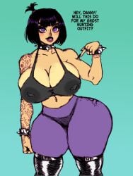 1girls 2025 areolae areolae_visible_through_clothing big_ass big_breasts black_hair breasts colored_sketch danny_phantom dialogue english_text female female_focus female_only goth goth_girl hi_res high_resolution highres huge_ass huge_breasts jay-marvel large_ass large_breasts nickelodeon nipple_piercing nipples_visible_through_clothing piercing piercings sam_manson short_hair sketch solo solo_focus spiked_collar spiked_wristband tagme text thick_thighs