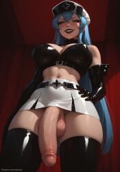 1futa 1futanari ai_generated akame_ga_kill! alpha_female ass belt big_ass big_breasts big_butt big_hips big_penis black_clothes black_clothing black_eyeshadow black_lip black_lips black_lipstick black_makeup black_top black_topwear blue_eyes blue_hair breasts chest_tattoo cleavage clothing dick dickgirl dominatrix elbow_gloves esdeath esdeath_(akame_ga_kill!) eyebrows eyelashes female female_dominating_male female_domination female_focus femdom flaccid flaccid_penis from_below futa_dominant futa_dominating_male futa_domination futa_only futadom futanari goth goth_futa goth_girl goth_makeup gothic gothic_girl gothified grin grinning grinning_at_viewer hair hand_behind_head hand_on_hip hands-free huge_cock indoors latex latex_clothing latex_gloves latex_skirt latex_suit latex_thighhighs latex_top laugh laughing laughing_at laughing_at_viewer lips long_hair looking_at_viewer makeup male mistress_and_slave mommy narrow_waist narrowed_eyes nose open_mouth penis penis_under_clothes penis_under_dress penis_under_skirt red_background red_room sadism sadistic sadistic_girl sadistic_smile seducing seductive seductive_eyes seductive_gaze seductive_look seductive_mouth seductive_pose seductive_smile skirt skirt_lift smile smile_at_viewer smiley_face smooth_balls smooth_penis smooth_skin solo solo_dickgirl solo_focus solo_futa solo_futanari stronger_female taker_pov tattoo testicles thick_thighs thighhighs thighs velonix white_skirt