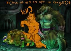 2015 abs advertisement all_fours alligator anthro anus ass ass_grab balls big_penis canine chumbasket color donatello drooling erection gay green_scales group hand_on_ass humanoid_penis imminent_sex kneeling leatherhead looking_back lube male male_only mammal mask muscular nipples open_mouth pecs penis penis_backwards precum quads reptile saliva scales scalie sewer sharp_teeth size_difference smile tapering_penis teenage_mutant_ninja_turtles teeth tongue tongue_out turtle uncut yaoi ych