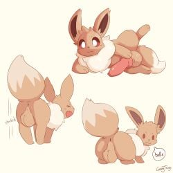 1:1 absurd_res animal_genitalia animal_penis anus backsack balls big_balls big_penis brown_body brown_fur canine_genitalia canine_penis dipstick_tail eevee erection feral fur generation_1_pokemon genitals gooeythings hi_res knot male markings nintendo open_mouth penis perineum pokemon pokemon_(species) quadruped raised_tail solo speech_bubble tail tail_markings