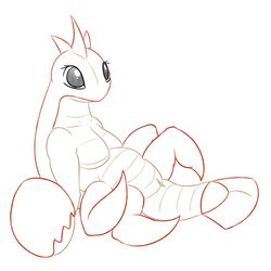 anthro arthropod breasts cetacean claws corphish crustacean female lobster mammal marine monochrome nintendo nude pincers pokemon posexe pussy simple_background solo video_games white_background