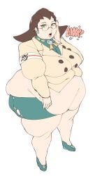 belly belly_fat belly_fetish belly_focus belly_overhang bifurcated_gunt big_belly burping bursting_out_of_clothing deep_navel double_chin exposed_fat_belly fat fat_belly fat_female fat_fetish fat_rolls fat_thighs female female_focus female_only flabby_arms kafekafei morbidly_obese_female obese overweight_female undersized_clothes wide_hips