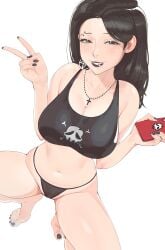 big_ass big_breasts big_butt big_thighs big_titties black_hair breasts cleavage clothing commission curvaceous curvaceous_female curvaceous_figure curvy curvy_figure curvy_hips female female_focus female_only goth_girl gotic lipstick long_fingernails long_hair long_nails makeup mascara nail_polish original original_character painted_fingernails painted_nails painted_toenails puraraw simple_background underwear white_background