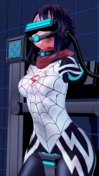 3d bobasooba bodysuit cindy_moon female heroine koikatsu machine machine_bondage marvel marvel_comics silk_(marvel) spandex spider-man_(series) superhero_costume superheroine tagme