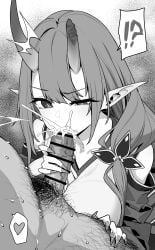 ! !? 1boy 1boy1girl 1girls 2d ? ?! akari_(baffu) baffu big_breasts blowjob breasts censored confused cum cum_in_mouth cum_inside ejaculation emotionless emotionless_sex expressionless fat_male fat_man fellatio female hairy_male ignorance interspecies male monochrome older_male older_male_and_younger_female oni oni_female oni_horns oral original penis pubic_hair shocked surprised younger_female