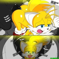 anal anal_sex anthro ass big_butt comic cum dialogue duo english_text femboy fur furry_tail male moan multiple_tails nobody147 nude penetration penis sex solo_focus sonic_(series) tail tails text video_games yaoi young