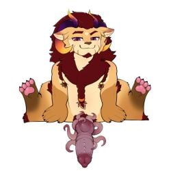 accessory animal_genitalia bodily_fluids chibi chimera chimera_dragon cock_ring european_mythology genital_fluids genitals greek_mythology hi_res jewelry knot knotted_penis maizena male mythological_chimera mythological_creature mythology penile_spines penis penis_accessory penis_jewelry precum pubes sheath shinzaro_redmane solo spiked_penis spikes spikes_(anatomy) tentacle_on_penis