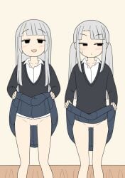 2girls annonanam_(artist) horny_female no_panties twins