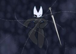 absurd_res animal_humanoid anthro arthropod arthropod_humanoid black_body black_eyes blush breasts colored detailed_background digital_drawing_(artwork) digital_media_(artwork) female genitals hand_on_belly hi_res hollow_knight hornet_(hollow_knight) humanoid insect_humanoid insects lying mouthless nipples no_feet no_hands nude on_back on_ground one_eye_closed oneweirdsys plant pussy signature small_eyebrows solid_eyes solo team_cherry thin_eyebrows vulva weapon