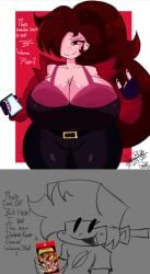 1boy 1girls 2025 artist_signature auburn_hair big_breasts black_eyes boyfriend_(friday_night_funkin) breasts cartridge clothed dated donkey_kong donkey_kong_bananza female friday_night_funkin game game_cartridge girlfriend_(friday_night_funkin) gray_background inviting_to_play male male/female nintendo_switch nintendo_switch_2 pale-skinned_female phone red_bra sketch tagme talking talking_to_partner text the_j_bug thick_thighs thighs trepidation_gf_(friday_night_funkin) white_background wip yellow_earrings