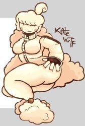 2d 2d_(artwork) big_ass big_breasts big_butt clothing cloud curvy curvy_figure grabbing_ass no_panties original original_character serena thick_ass thick_thighs unknown_artist