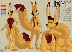 1boy anthro anus balls canine dbd_(artist) erection fennec flaccid fox humanoid_penis hybrid jimmy_(thethirdchild) male male_only mammal model_sheet penis solo uncut