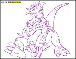 balls digimon dragoneer erection growlmon male male_only monochrome penis reptile scalie simple_background solo white_background