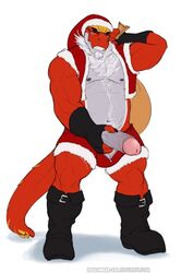 anthro boner christmas cyrus_rhodes erection hat holidays male male_only nintendo pokemon santa_hat solo spelunker_sal tyrantrum video_games