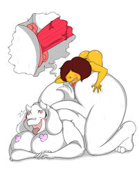 1boy 1boy1girl 1girls anal anthro anus ass big_breasts blpanda blush breasts caprine chubby female frisk fur furry goat mammal mature_female nipples nude overweight penis pussy sex sweat toriel undertale white_fur