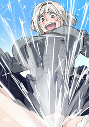 anna_nishikinomiya aqua_eyes blush breasts choker clothing female female_ejaculation hairband large_breasts open_mouth shimoneta_to_iu_gainen_ga_sonzai_shinai_taikutsu_na_sekai short_hair silver_hair skirt volvox