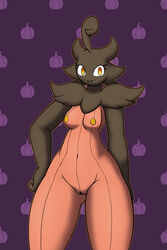 anthro areola breasts clitoris female looking_at_viewer nintendo nipples noiverus nude pokemon pumpkaboo pussy small_breasts smile solo